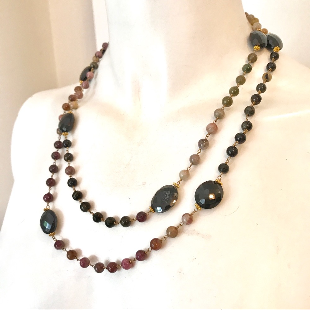 Tourmaline Black Onyx Gemstone Necklace